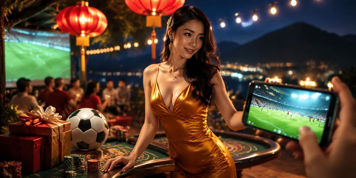 Người dùng tại chợ đêm Sapa theo dõi kèo bóng đá trên điện thoại vào buổi tối